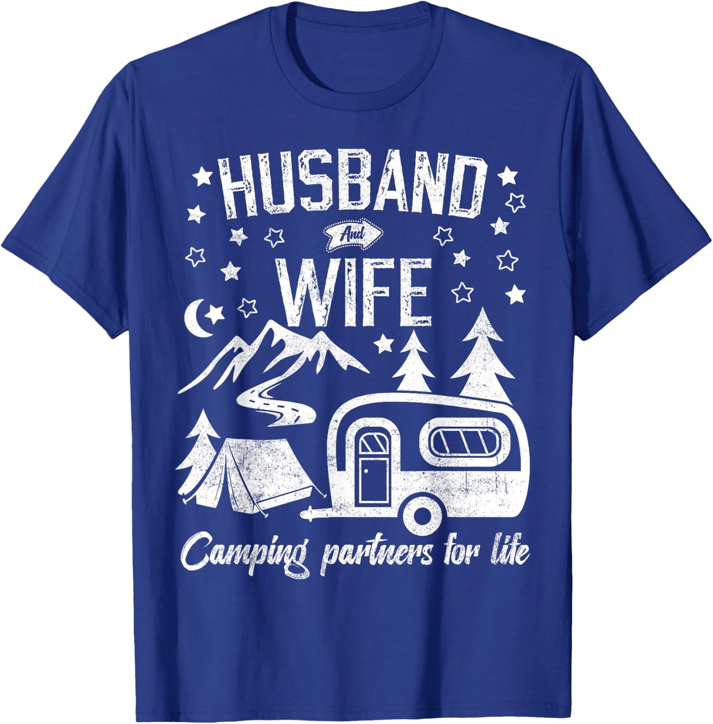 Husband and Wife Camping Partners for Life Funny Matching T-Shirt - T-Shirt | Royal