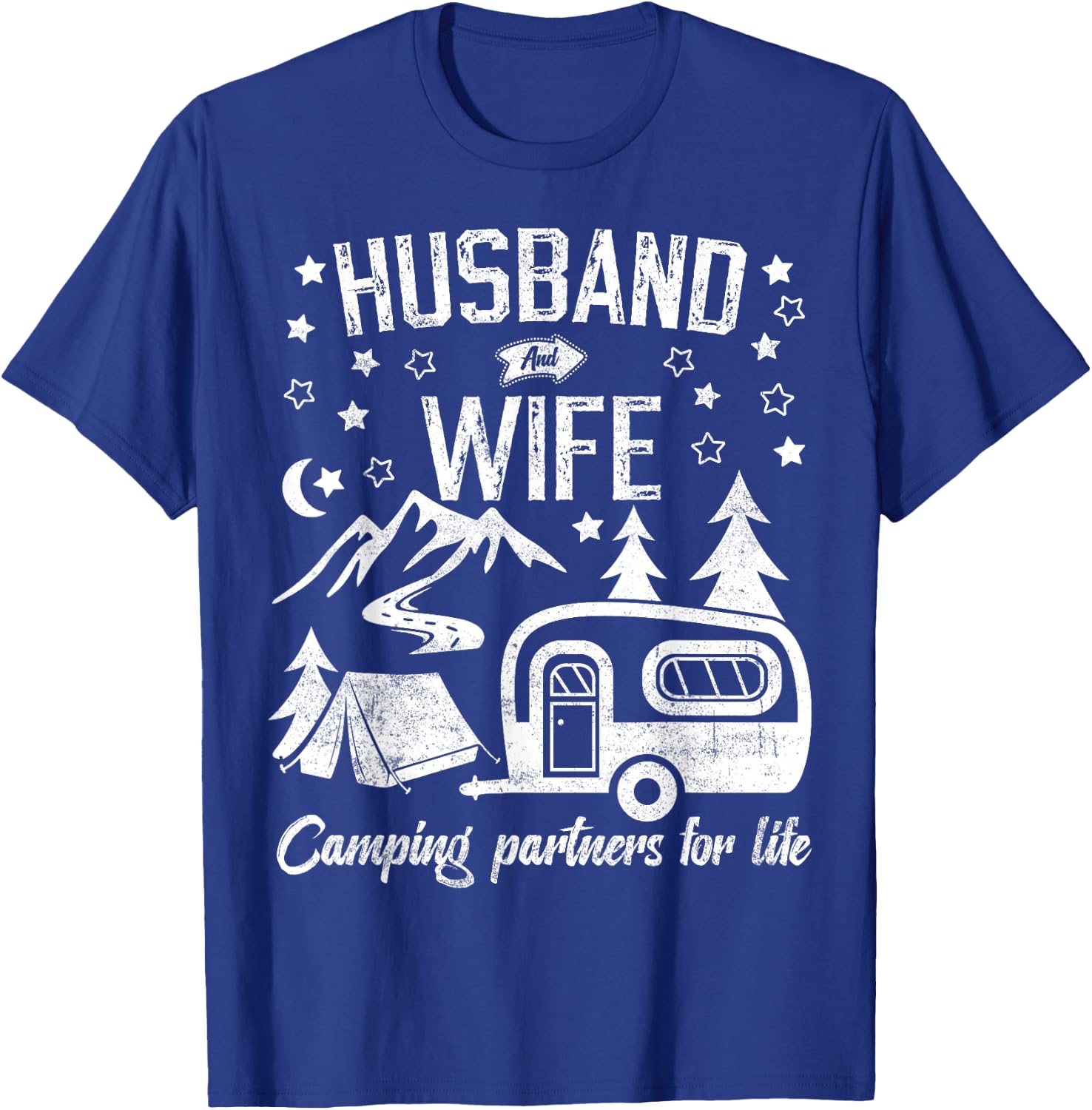Husband and Wife Camping Partners for Life Funny Matching T-Shirt - T-Shirt | Royal