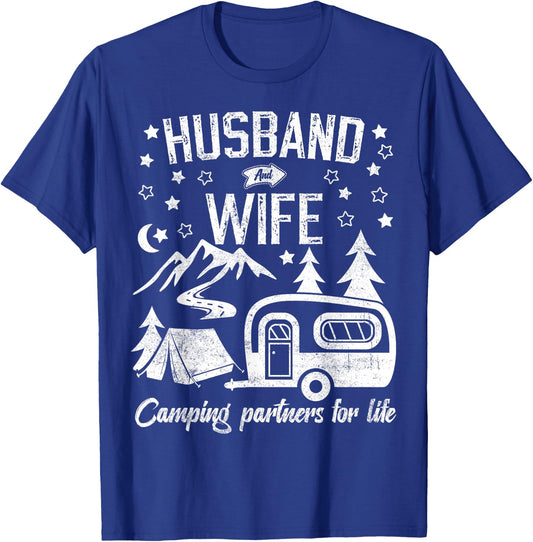 Husband and Wife Camping Partners for Life Funny Matching T-Shirt - T-Shirt | Royal
