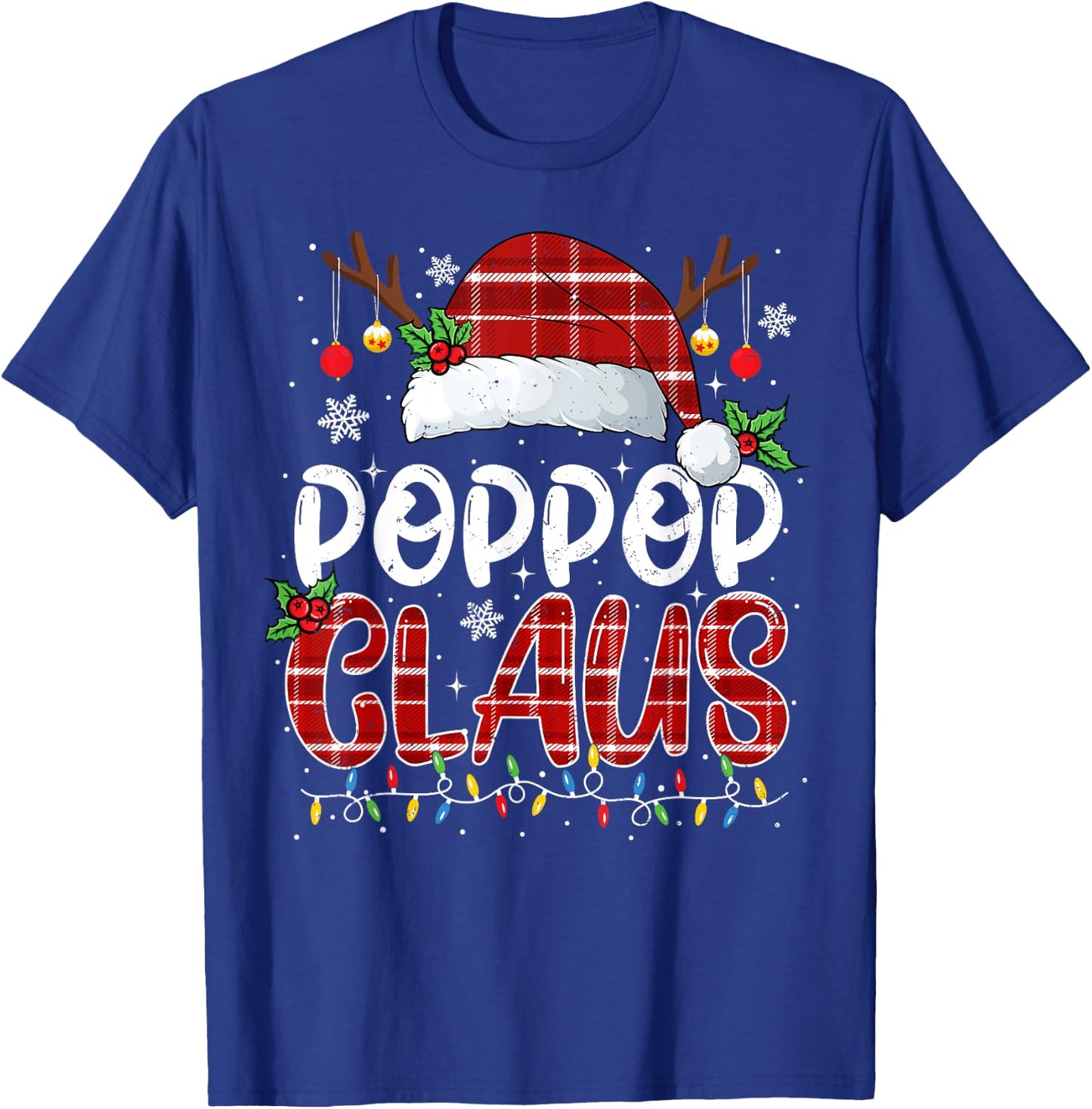 Poppop Claus Christmas Lights Pajama Family Matching T-Shirt - T-Shirt | Royal