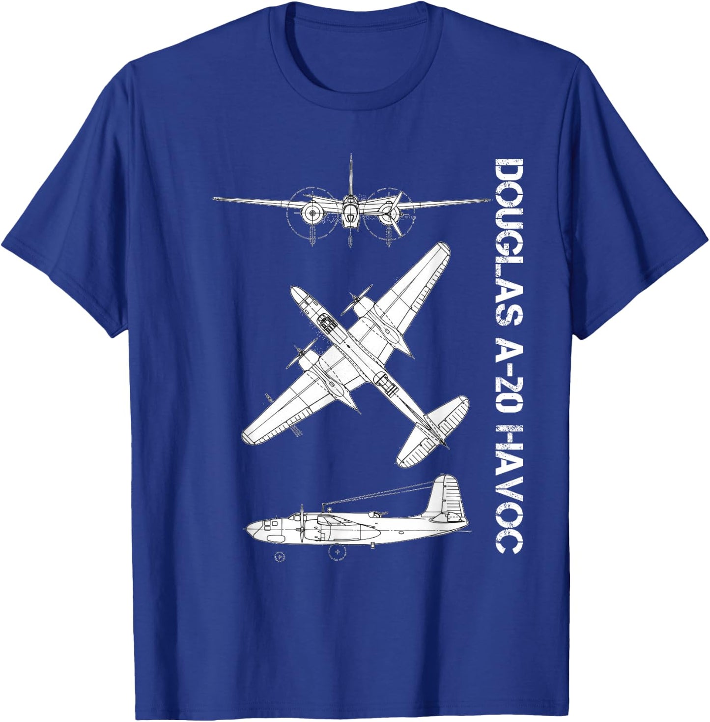 Douglas A-20 Havoc Bomber Airplane WW2 Aircraft T-Shirt - T-Shirt | Royal