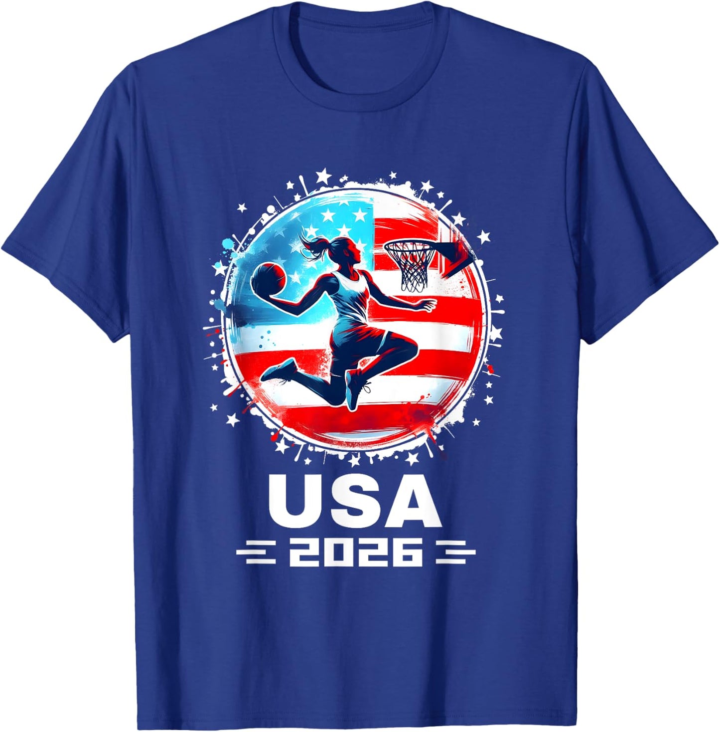 USA Team 2026 United States American Flag Basketball USA T-Shirt - T-Shirt | Royal