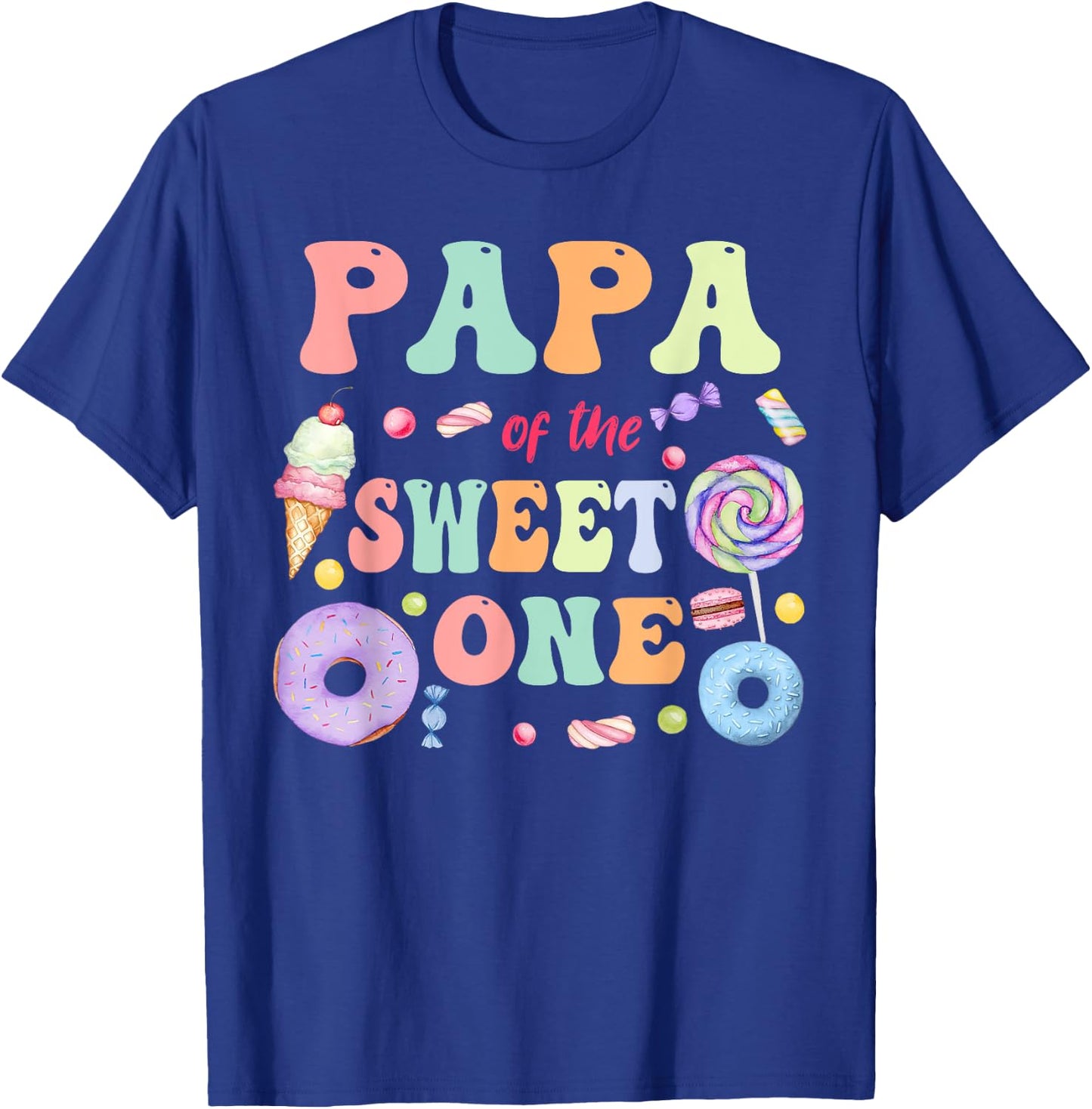 Papa of The Sweet One Lollipop Candy Birthday Party Family T-Shirt - T-Shirt | Royal