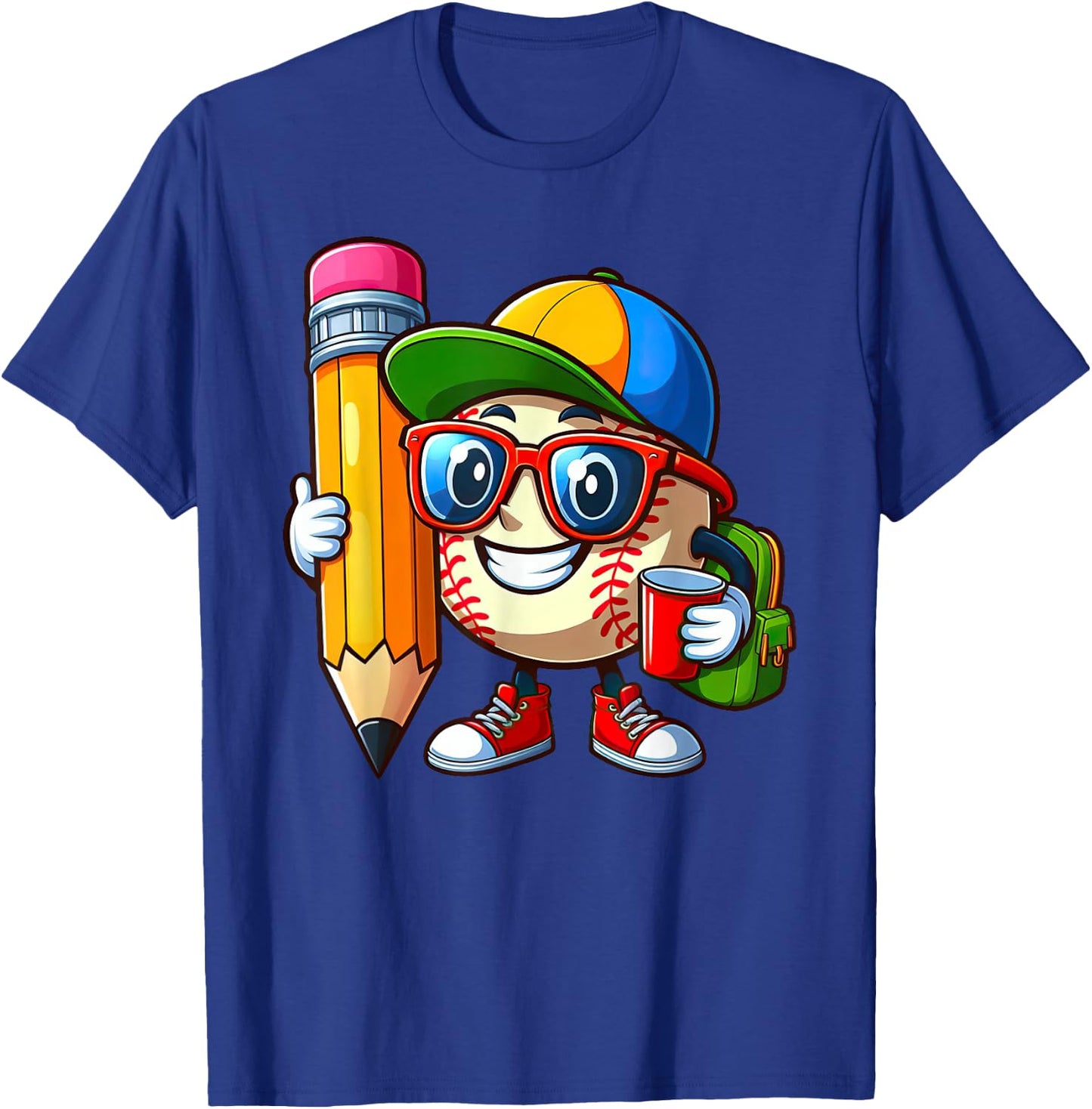 Funny Baseball Lovers Pencil Back to School Kids Boys Girls T-Shirt - T-Shirt | Royal