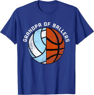 Grandpa Of Ballers Funny Volleyball Basketball Grandpa T-Shirt - T-Shirt | Royal