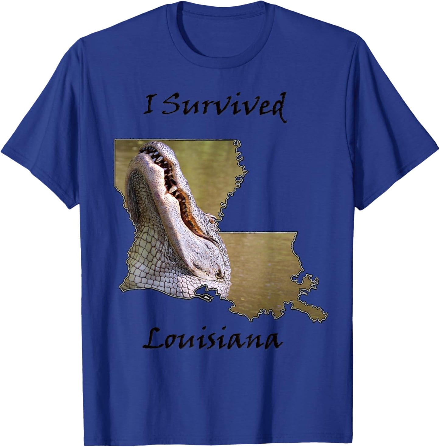 Louisiana Alligator Southern Survival Gator Swamp Design T-Shirt - T-Shirt | Royal