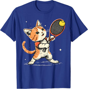 Tennis player Cat on Tennis T-Shirt - T-Shirt | Royal