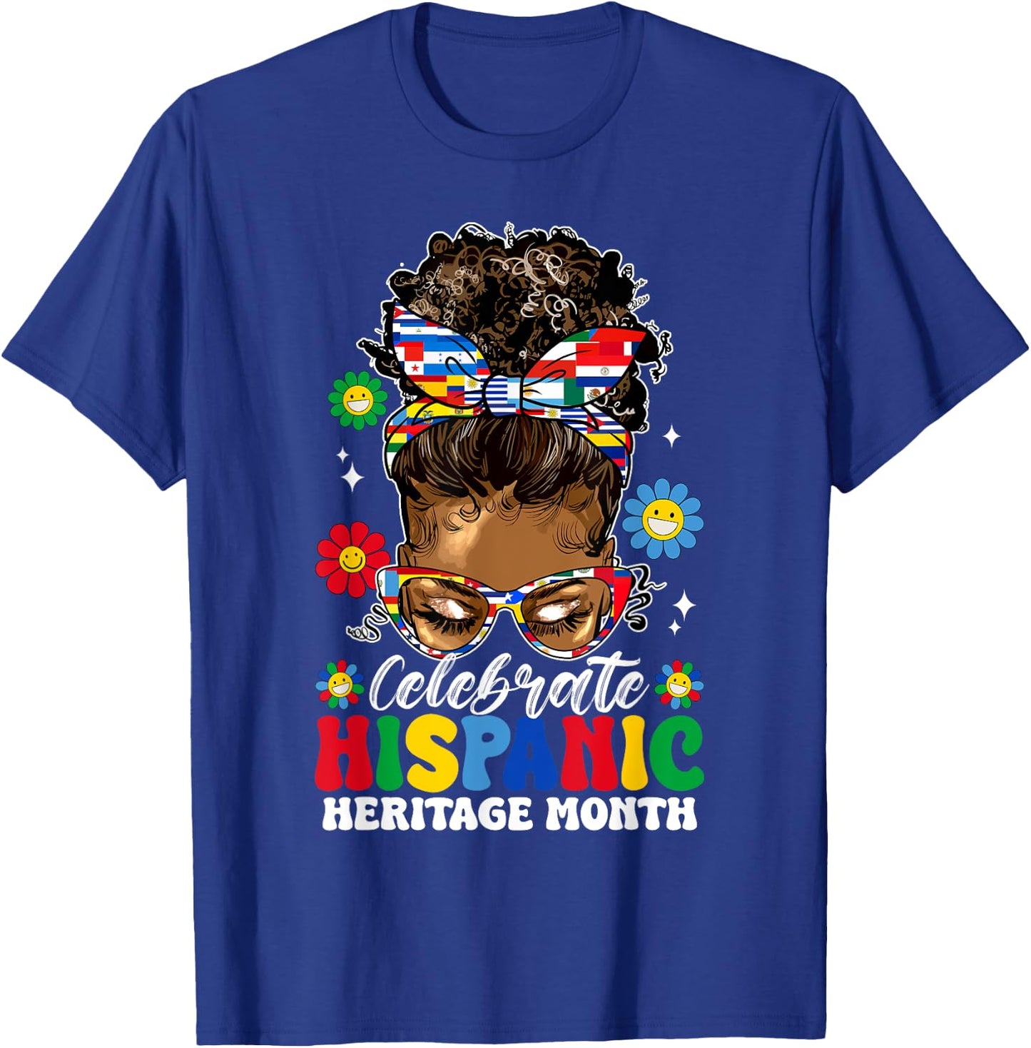 Messy Bun Latina Women Celebrate Hispanic Heritage Month T-Shirt - T-Shirt | Royal