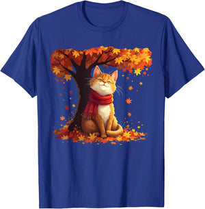 It's Fall Y'all Cat Leaf Fall Tree Hello Autumn Thanksgiving Men Women Girls Kids T-Shirt - T-Shirt | Royal