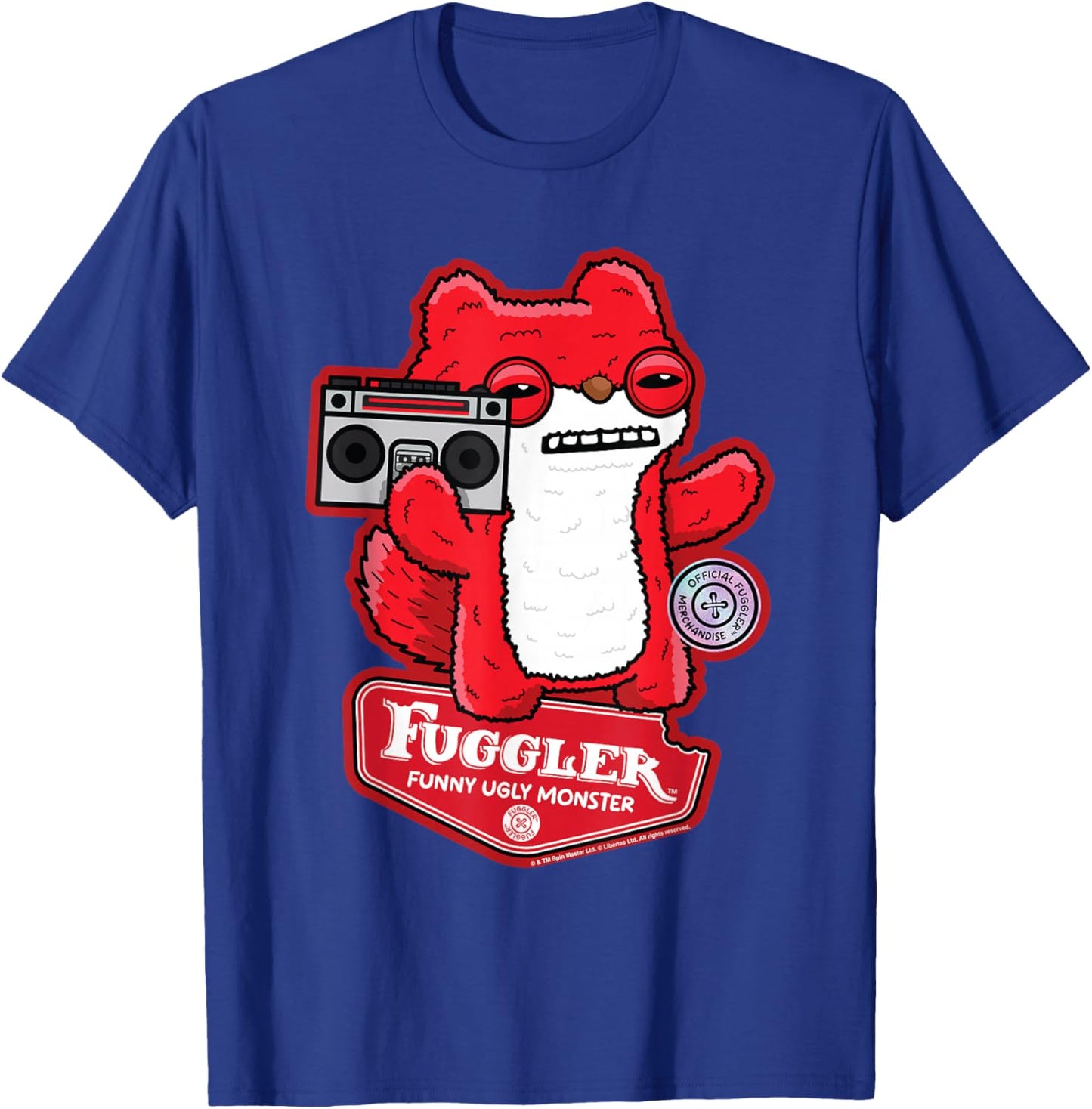 Fuggler -Adults and Kids , Black, Small, Short Sleeve, Cartoon Squirrel Design T-Shirt - T-Shirt | Royal