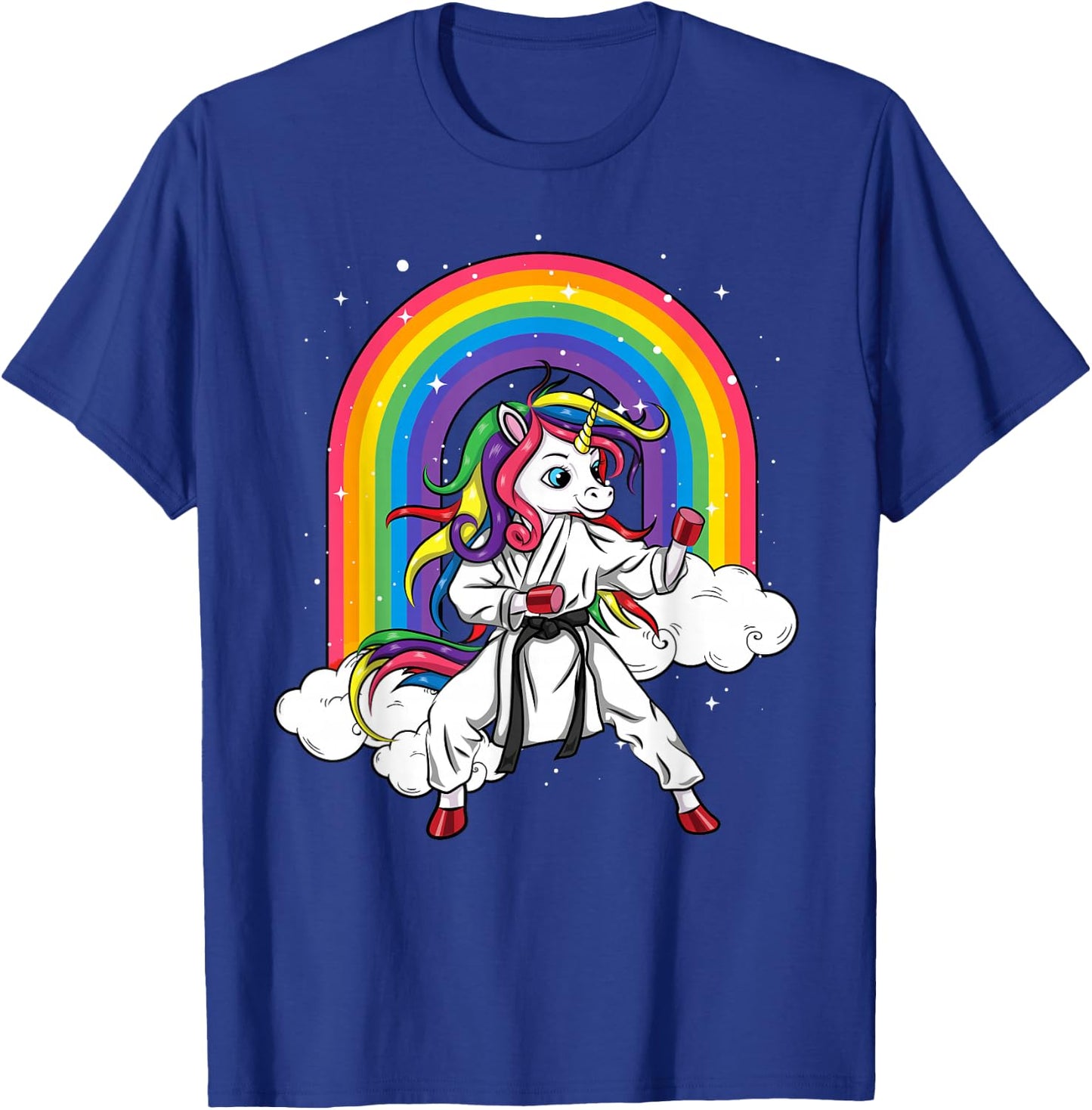 Rainbow Unicorn Karate Taekwondo MMA Judo Kids Girl T-Shirt - T-Shirt | Royal