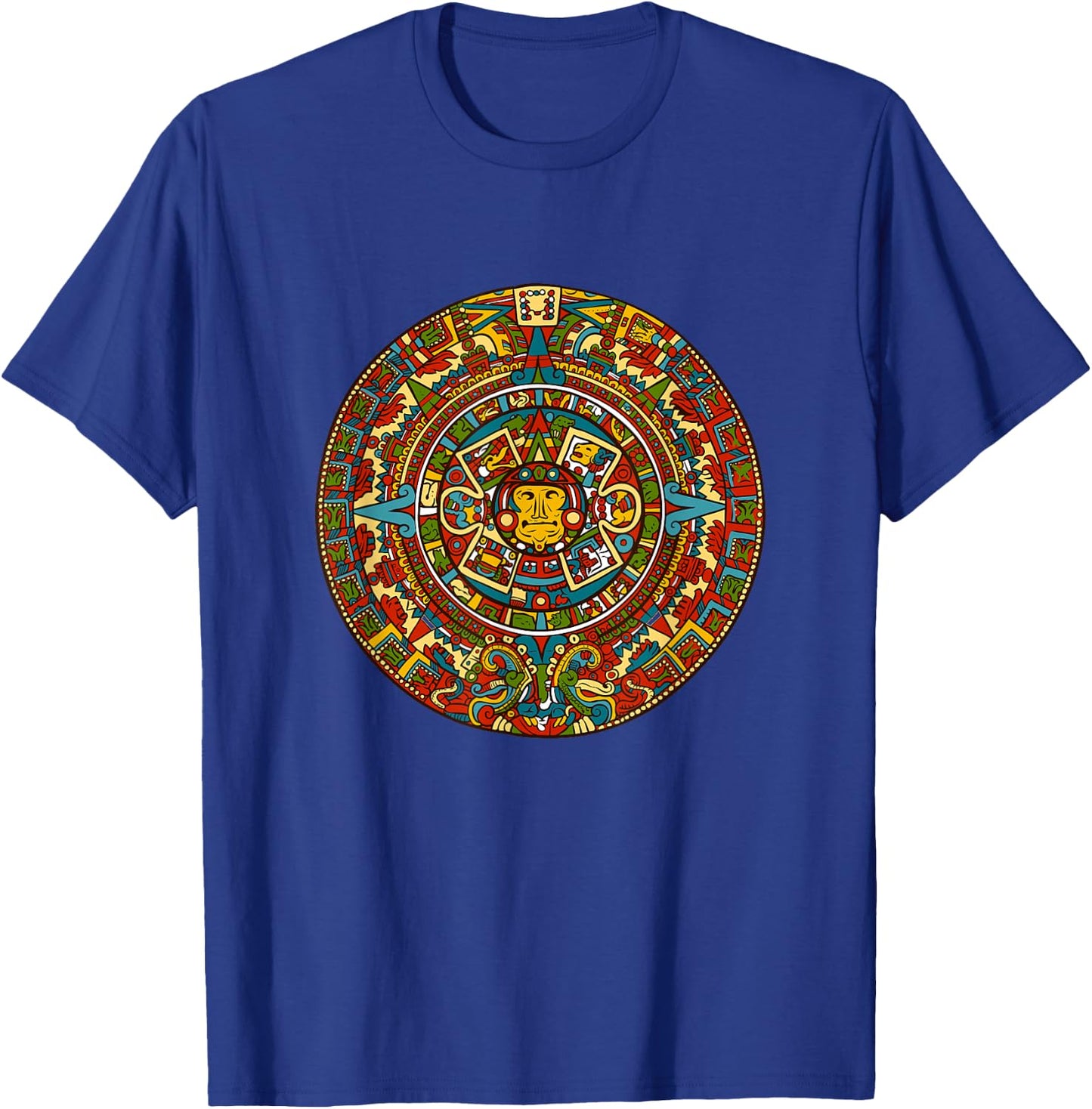 Aztec , Mexico Calendar Pattern Style Sun Design T-Shirt - T-Shirt | Royal