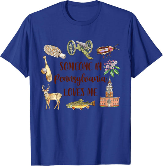 Kids Pennsylvania Baby Travel Someone In Pennsylvania Loves Me T-Shirt - T-Shirt | Royal