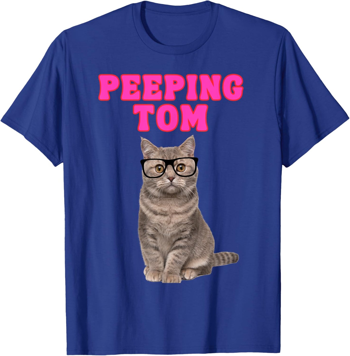 Peeping Tom Cat with Spectacles T-Shirt - T-Shirt | Royal