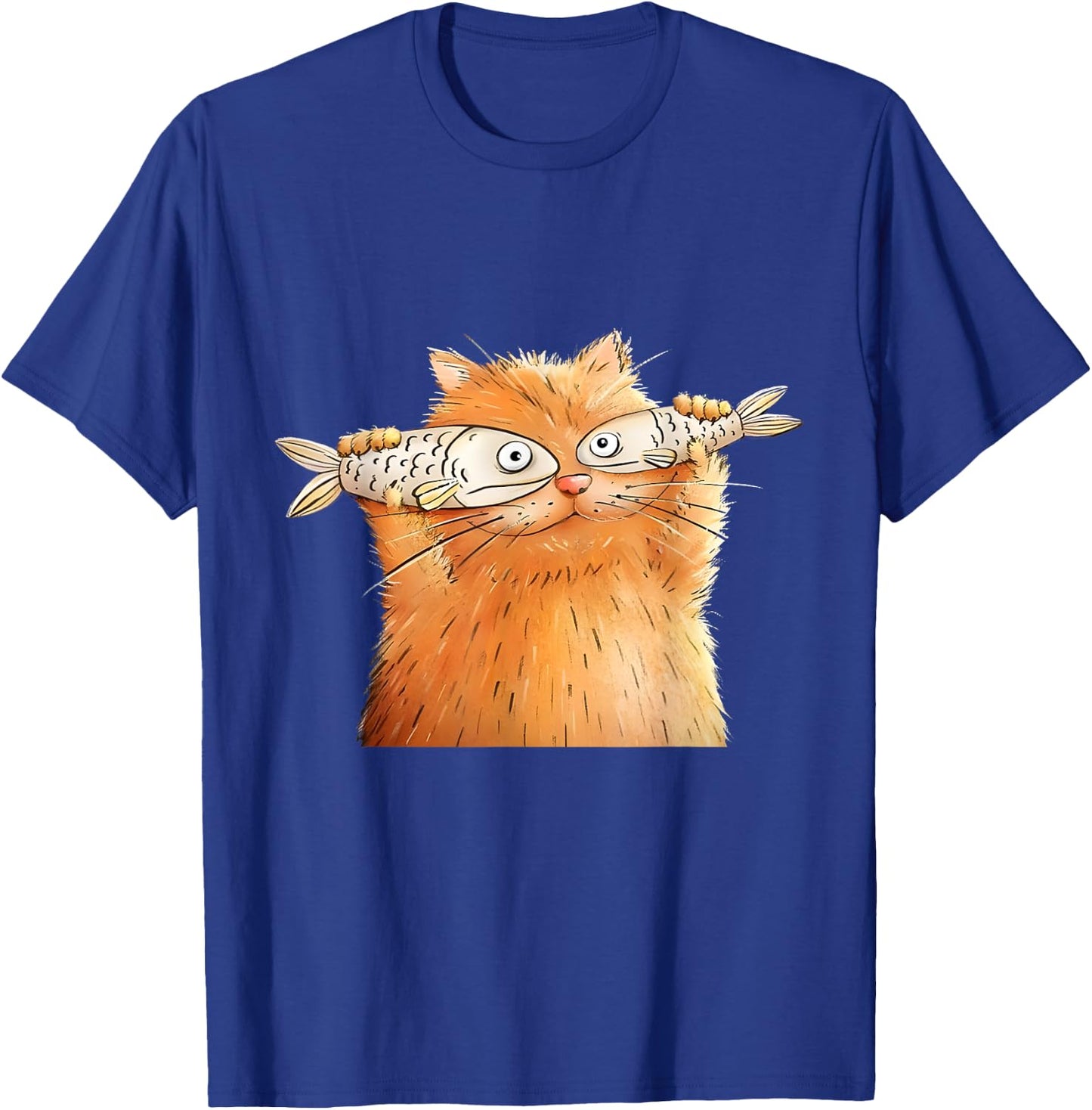 Retro Cute Cat Fish Art Eyes Fish Kitten Catfish Meow Funny Women Girls Kids T-Shirt - T-Shirt | Royal