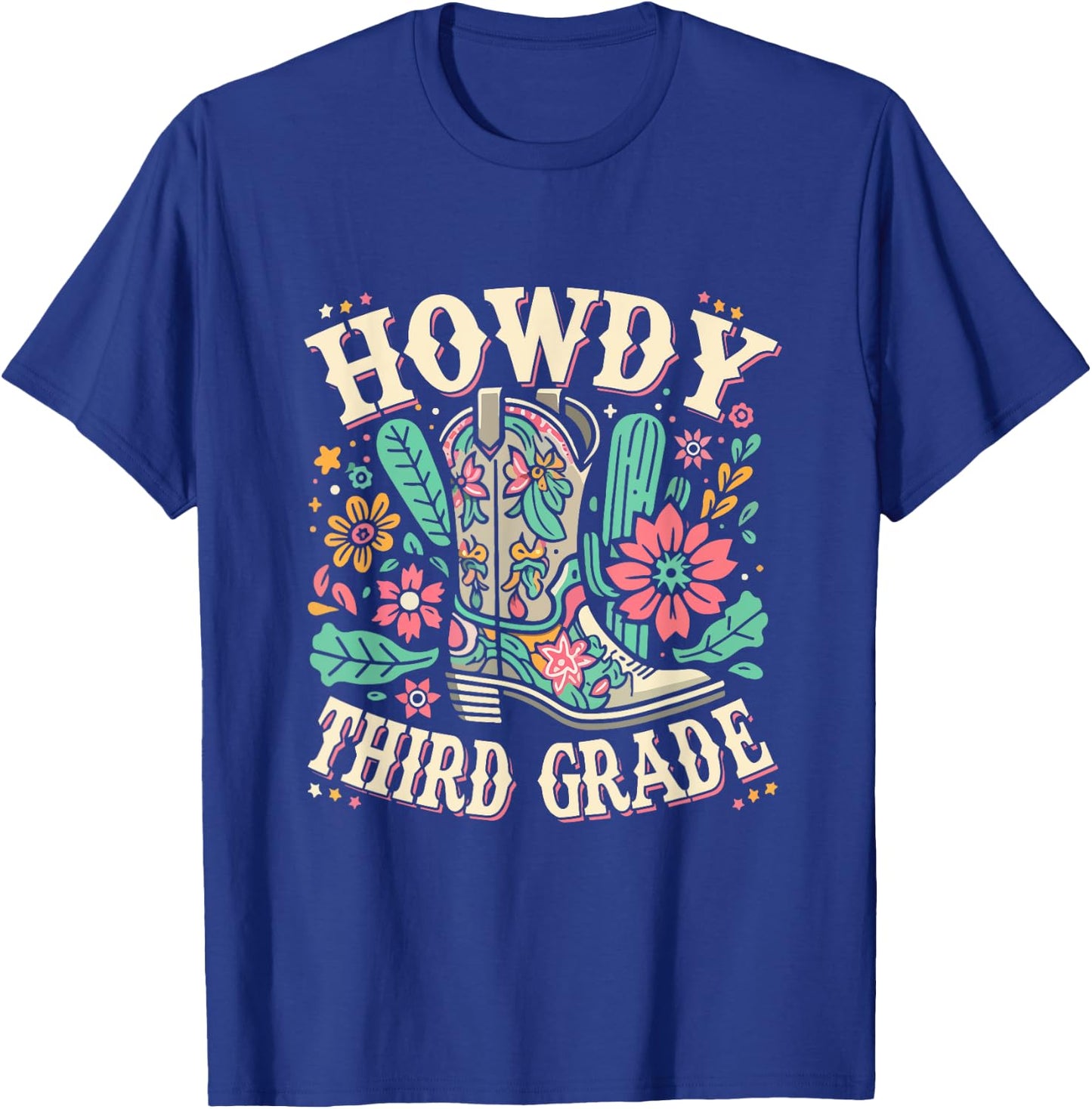 Western Howdy Third Grade Back To School 3rd Grade Teacher T-Shirt - T-Shirt | Royal