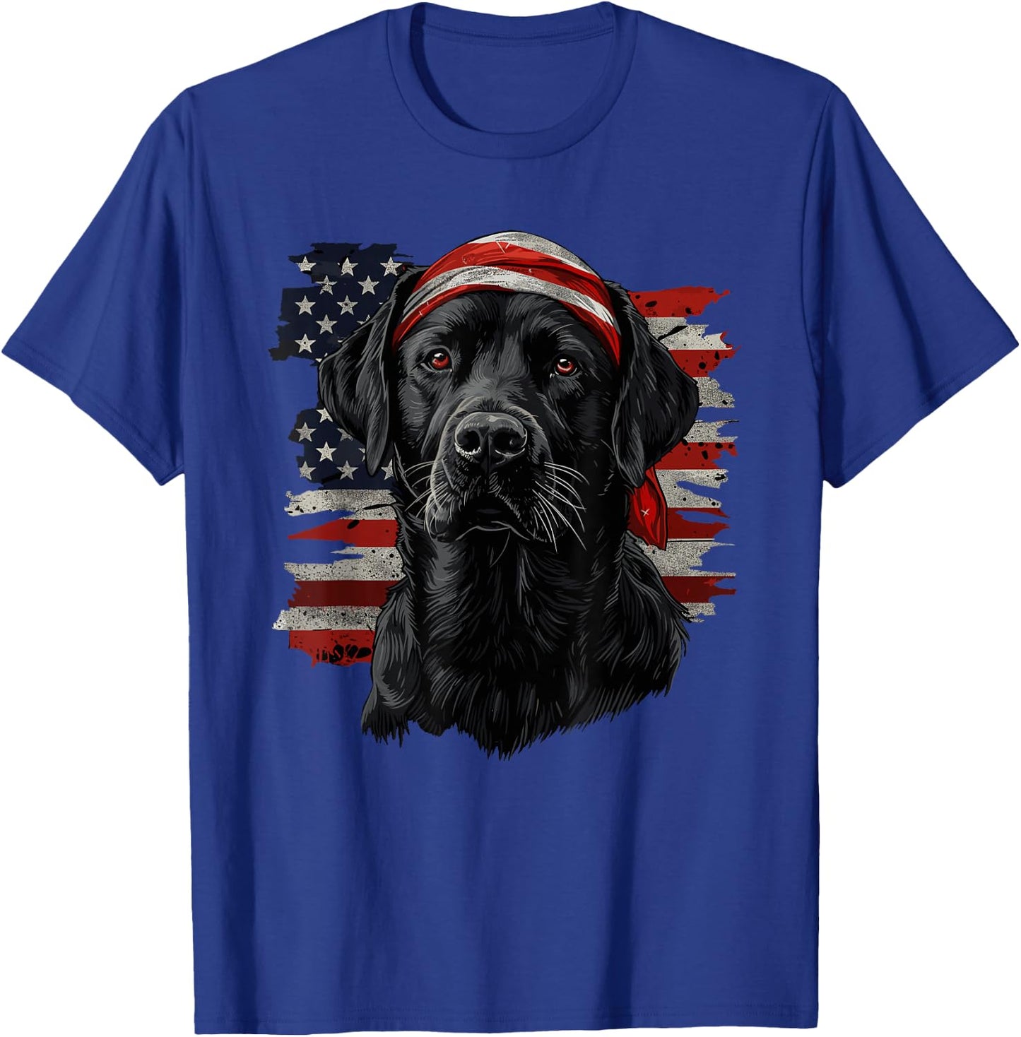 Black Labrador Patriotic Lab 4th Of July USA American Flag T-Shirt - T-Shirt | Royal
