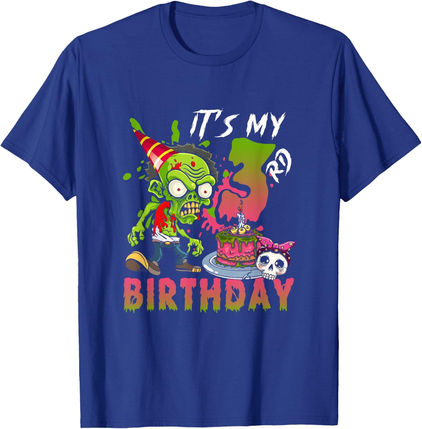 It's My 3rd Birthday Zombie Lover 3 Year Old Horror Bday T-Shirt - T-Shirt | Royal