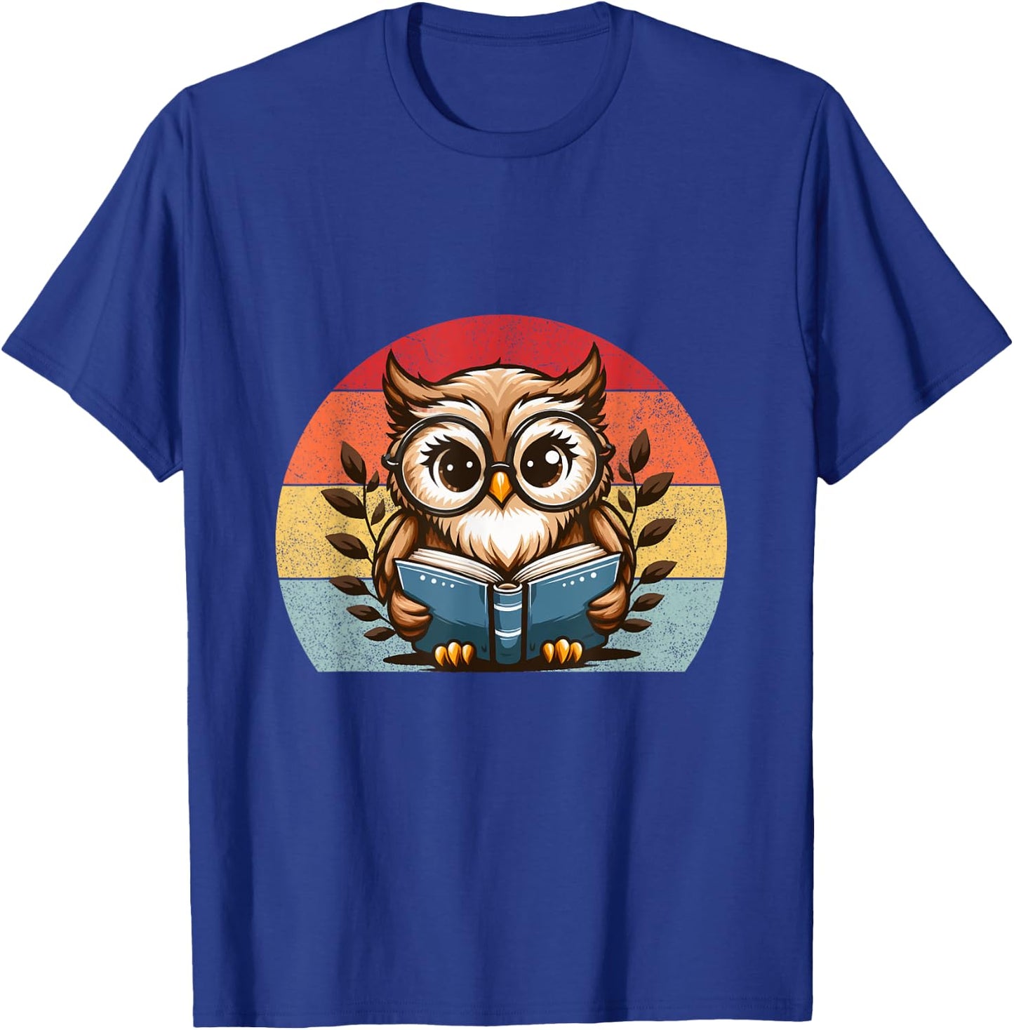 Funny Cute Owl reading a book teacher Owl Reads Book T-Shirt - T-Shirt | Royal