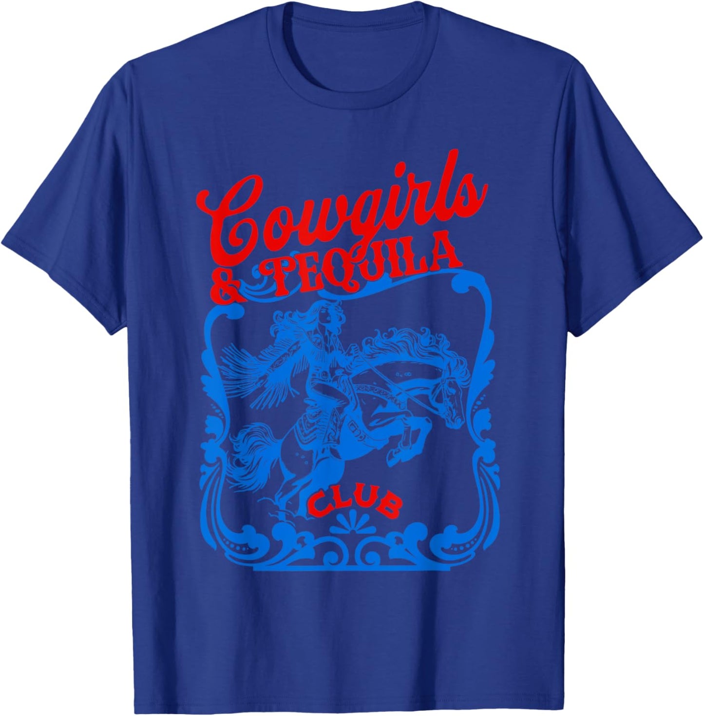 Cowgirls And Tequila Vintage Cocktail Funny Tequila Drinking T-Shirt - T-Shirt | Royal