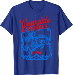 Cowgirls And Tequila Vintage Cocktail Funny Tequila Drinking T-Shirt - T-Shirt | Royal