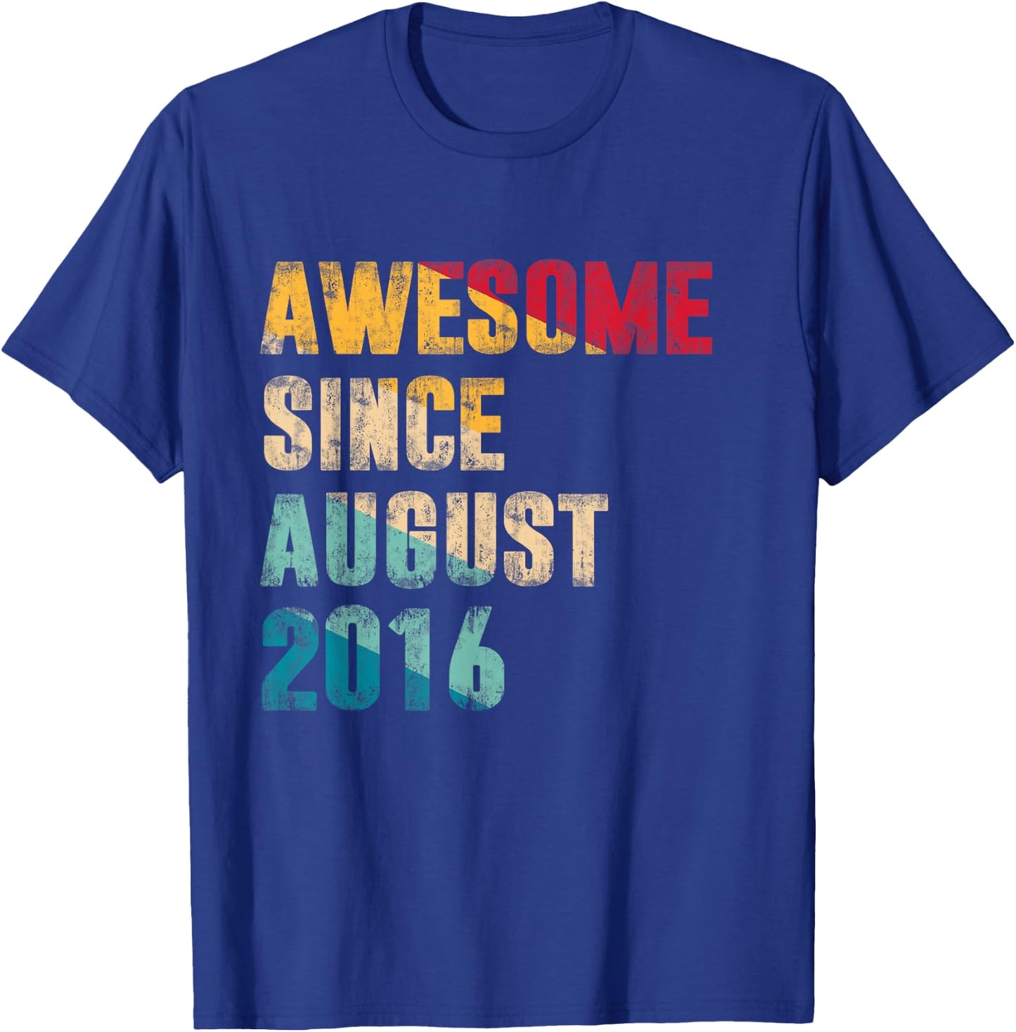 8 Years Old Bday Gift Awesome Since August 2016 8th Birthday T-Shirt - T-Shirt | Royal