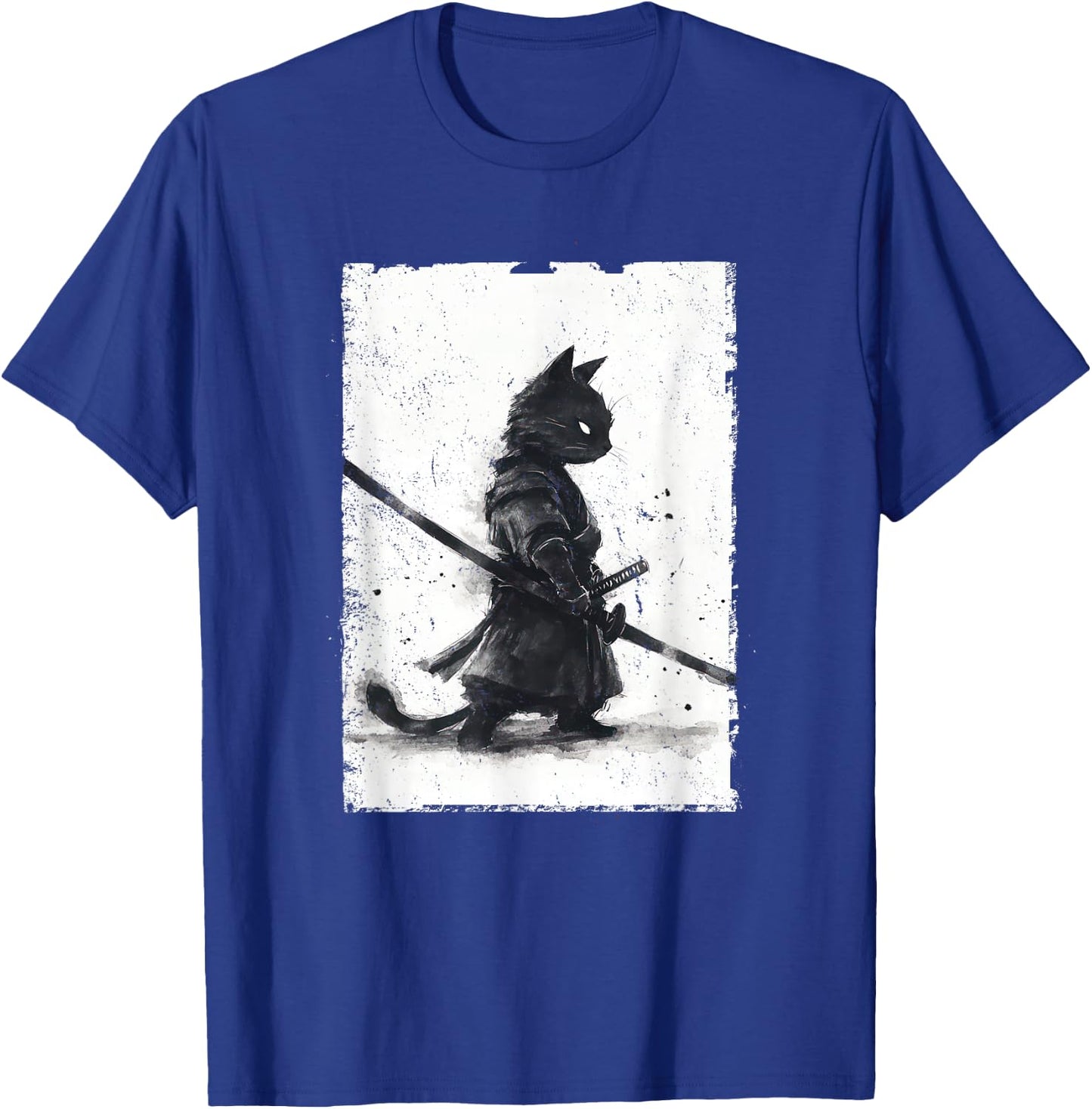 Vintage Samurai Cat Graphic Art Japanese Ukiyo-e T-Shirt - T-Shirt | Royal
