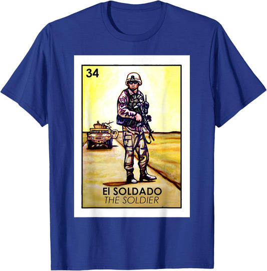 El Soldado Card Mexican Lottery Card T-Shirt - T-Shirt | Royal