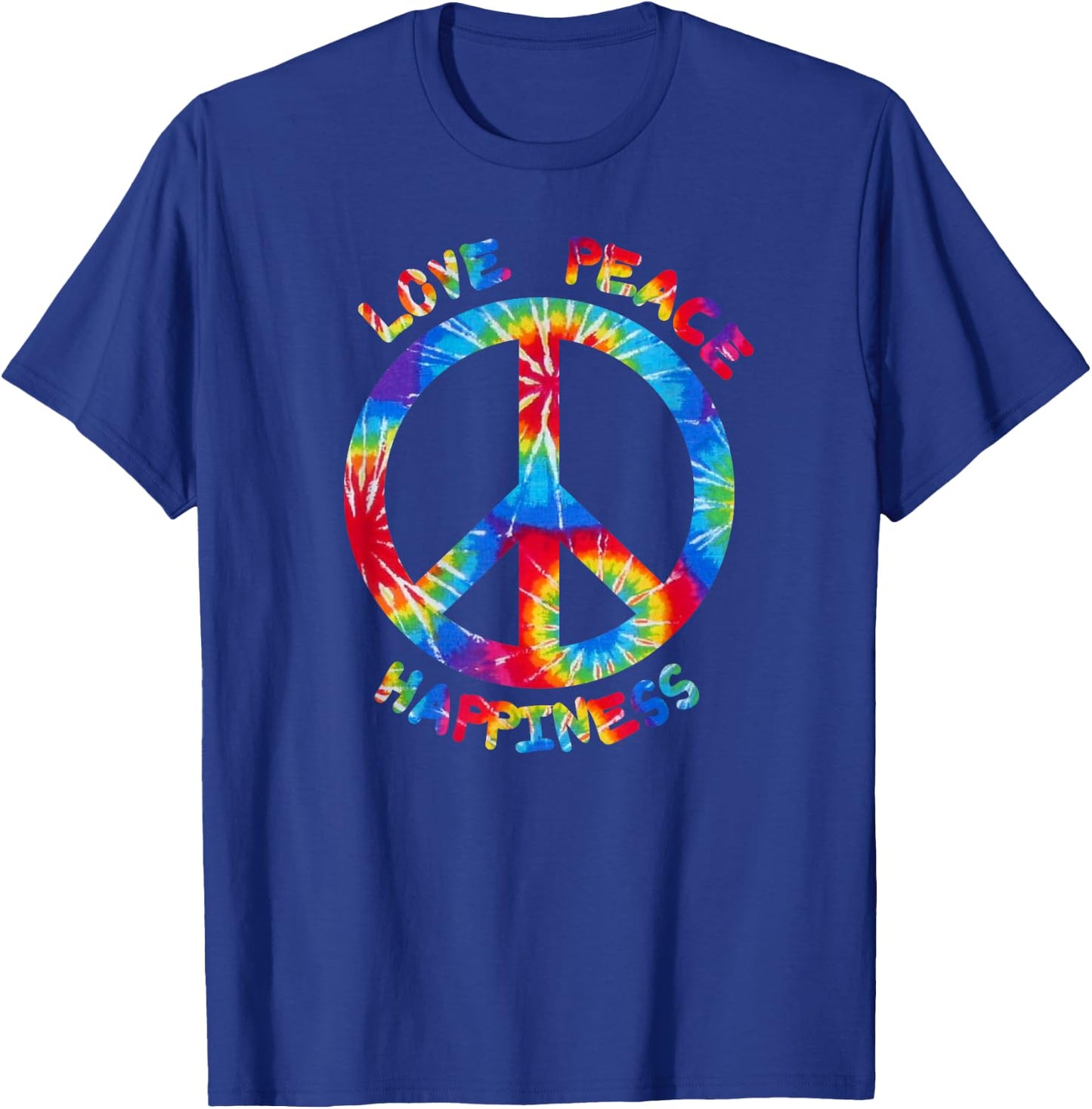 Hippie Peace Love Happiness I Peace Sign Hippies T-Shirt - T-Shirt | Royal