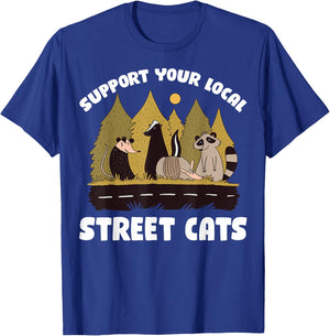Support Your Local Street Cats Raccoon T-Shirt - T-Shirt | Royal
