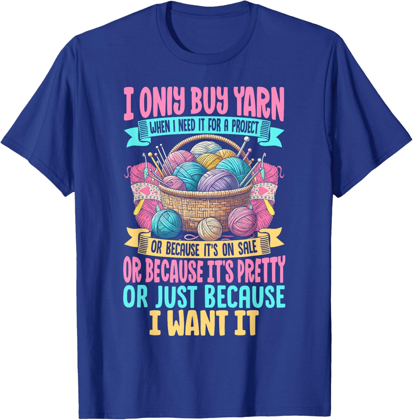 Funny Knitting Yarn Art Girls Crochet Lovers T-Shirt - T-Shirt | Royal