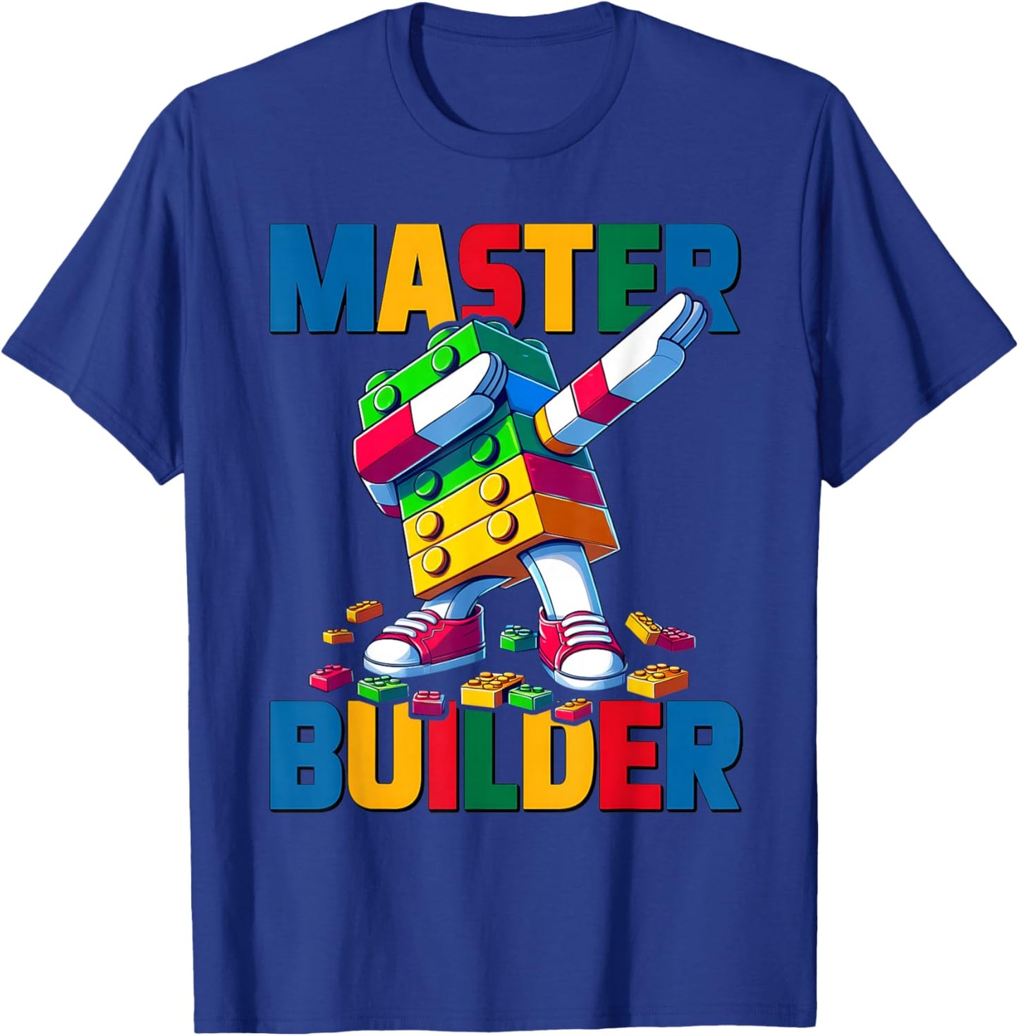 Dabbing Blocks Bricks Building Kids Boys Fun Master Builder T-Shirt - T-Shirt | Royal