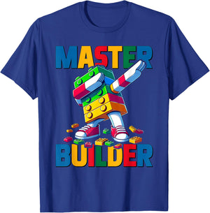 Dabbing Blocks Bricks Building Kids Boys Fun Master Builder T-Shirt - T-Shirt | Royal