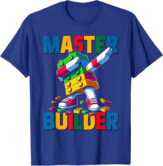 Dabbing Blocks Bricks Building Kids Boys Fun Master Builder T-Shirt - T-Shirt | Royal
