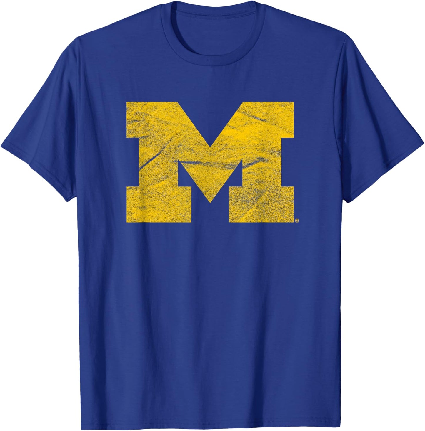 University of Michigan Wolverines U of M Distressed Primary T-Shirt - T-Shirt | Royal
