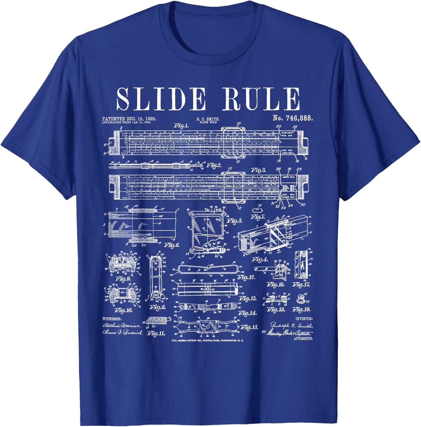 Slide Rule Engineer Engineering Student Funny Vintage Patent T-Shirt - T-Shirt | Royal