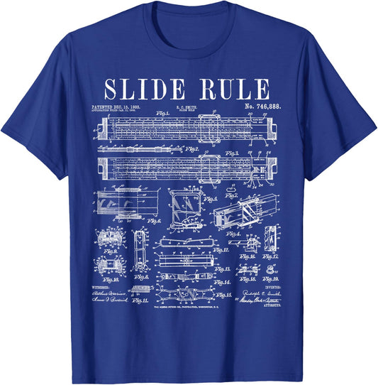 Slide Rule Engineer Engineering Student Funny Vintage Patent T-Shirt - T-Shirt | Royal