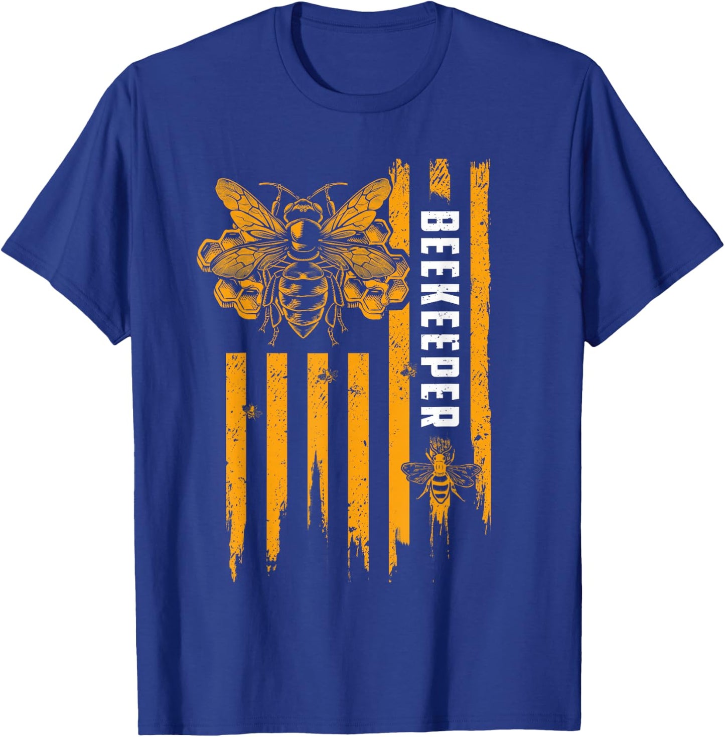 Beekeeping American Flag Honeycomb Honey Bees Beekeeper T-Shirt - T-Shirt | Royal