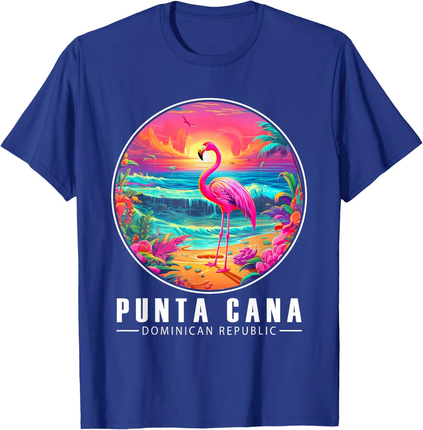Punta Cana Flamingo Shirt Dominican Republic Beach Sunset T-Shirt - T-Shirt | Royal