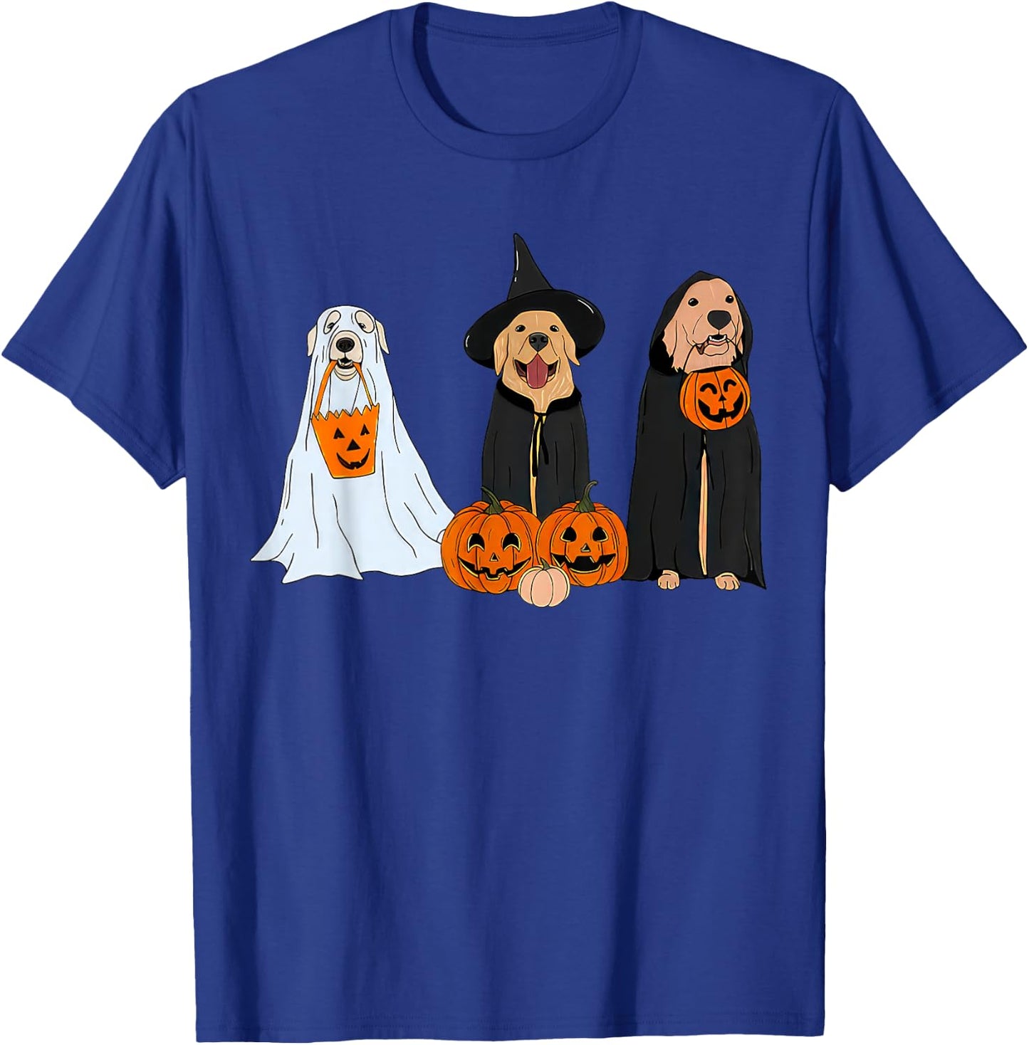 Golden Retriever Dogs Pumpkin Witchy Ghost Fall Halloween T-Shirt - T-Shirt | Royal