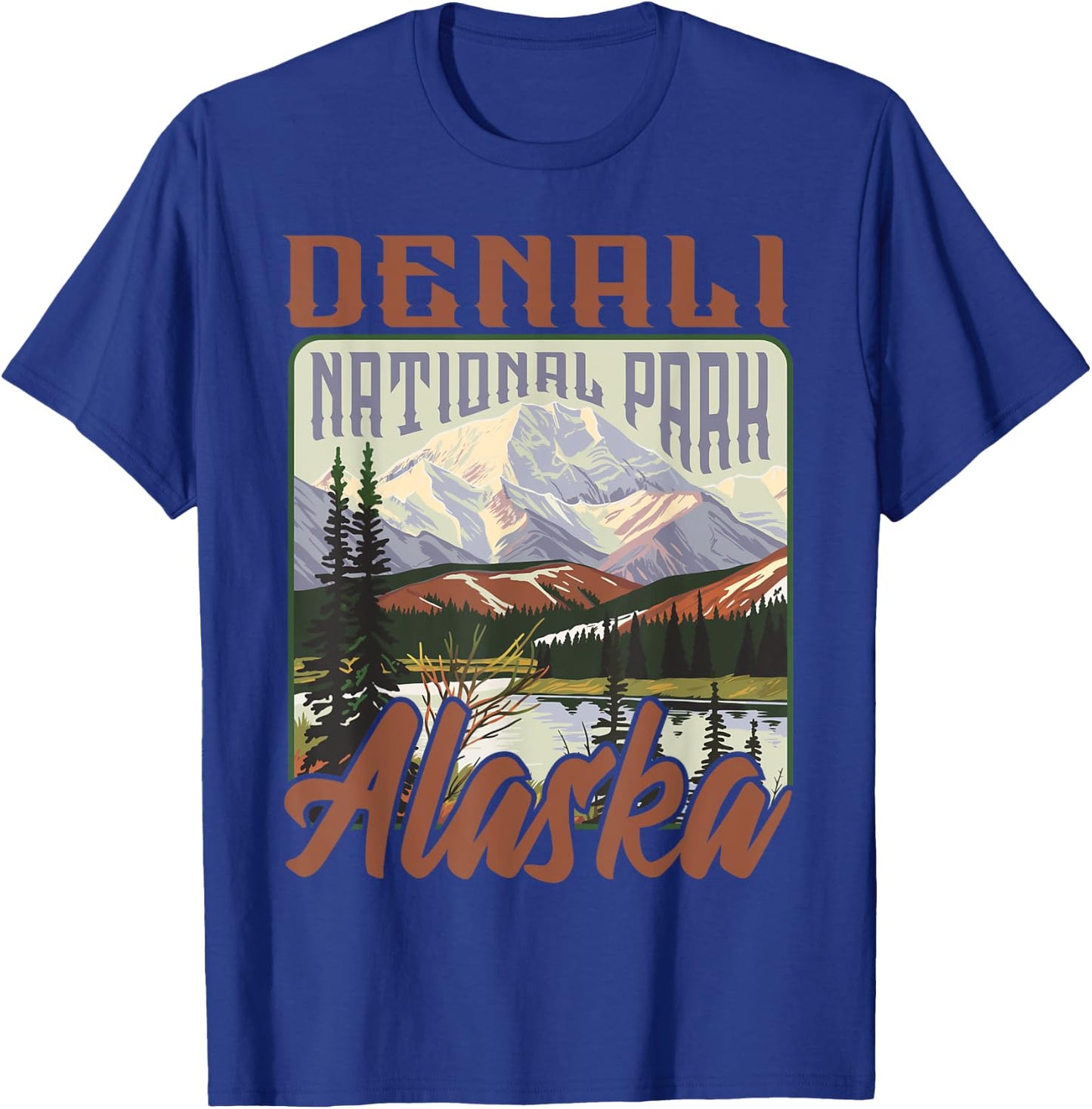 Denali USA National Park Vintage Alaska Outdoors Retro T-Shirt - T-Shirt | Royal