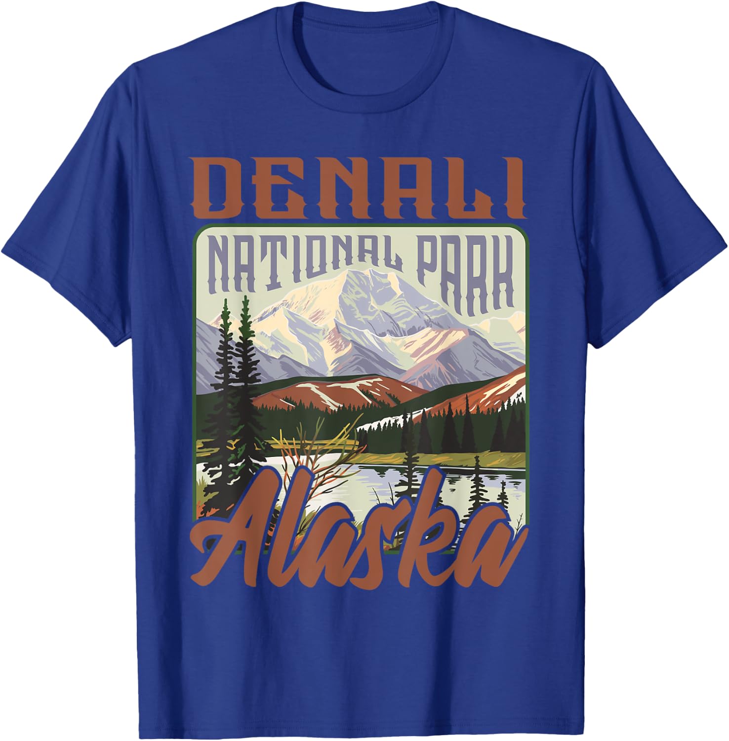 Denali USA National Park Vintage Alaska Outdoors Retro T-Shirt - T-Shirt | Royal
