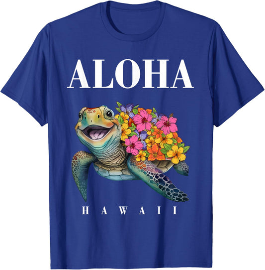 Hawaiian-Shirt Aloha Hawaii Sea Turtle Girl Women Youth Kids T-Shirt - T-Shirt | Royal