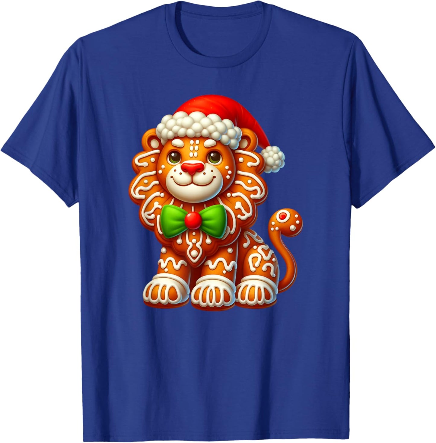 Funny Gingerbread Man Lion Christmas Kids T-Shirt - T-Shirt | Royal
