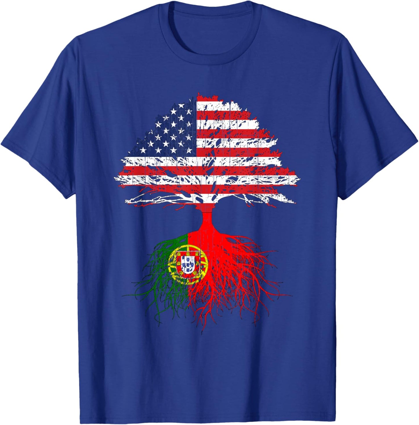 Portuguese Roots American Grown Portugal Flag Shirt Gift T-Shirt - T-Shirt | Royal