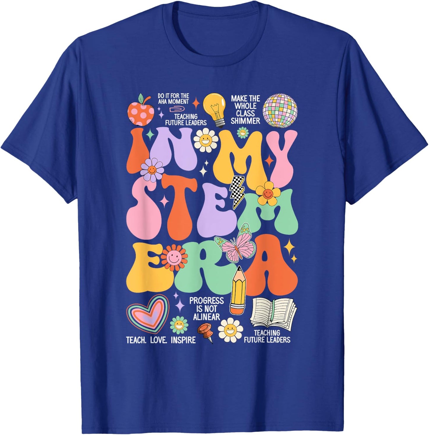 Retro Groovy In My STEM Era Student Teacher Back To School Women Kids T-Shirt - T-Shirt | Royal
