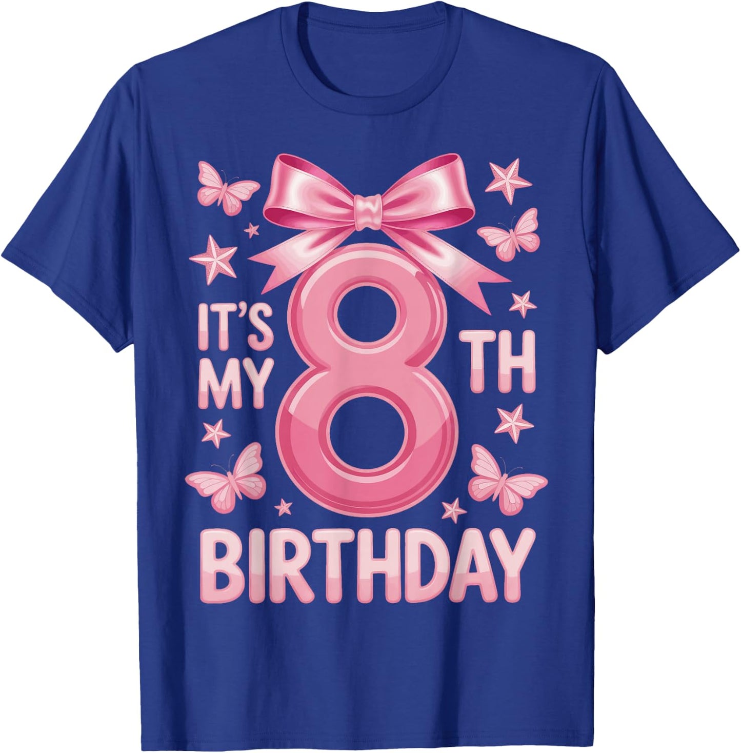 It's My 8th Birthday Girl Bow Princess Fantasy Party T-Shirt - T-Shirt | Royal