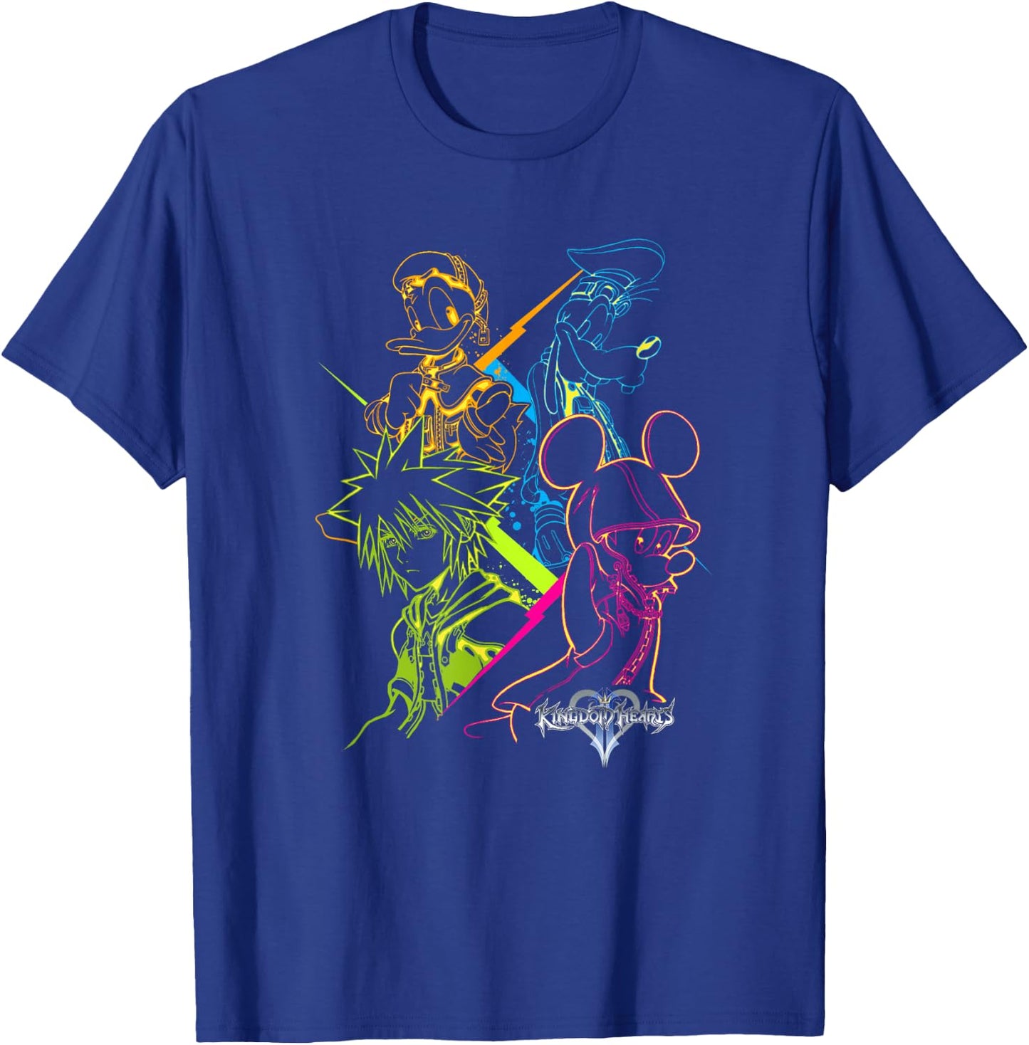 Disney Kingdom Hearts Main Characters Neon Line Art Portrait T-Shirt - T-Shirt | Royal