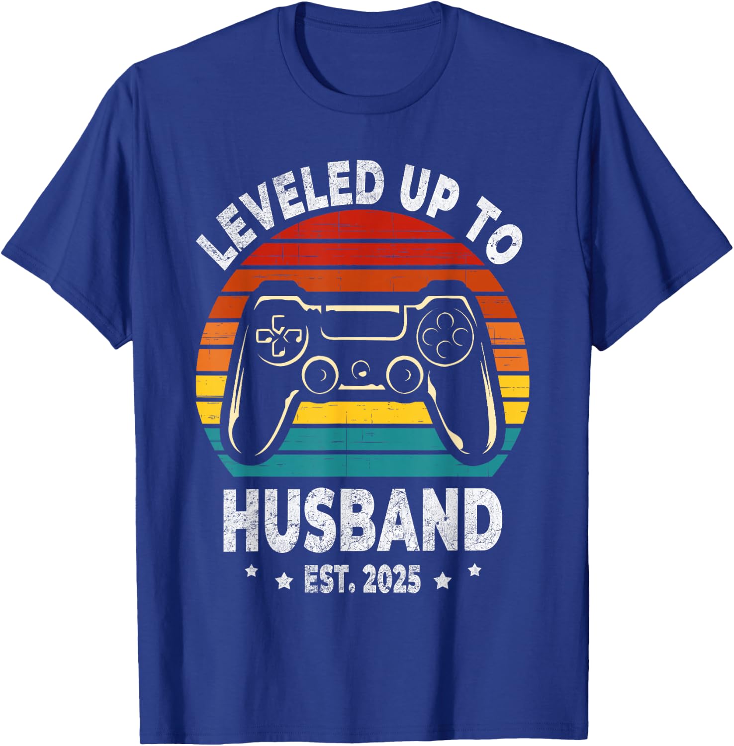 Leveled Up To Husband est 2025 Newly Married Bachelor Party T-Shirt - T-Shirt | Royal