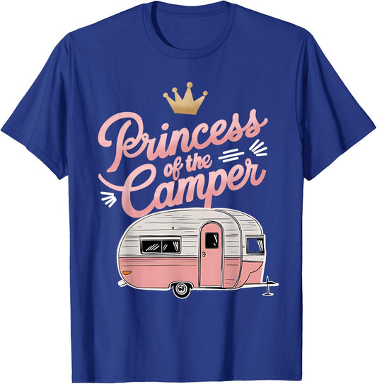 Princess Of Camper Camping Van Trailer RV a Women Kids Girls T-Shirt - T-Shirt | Royal